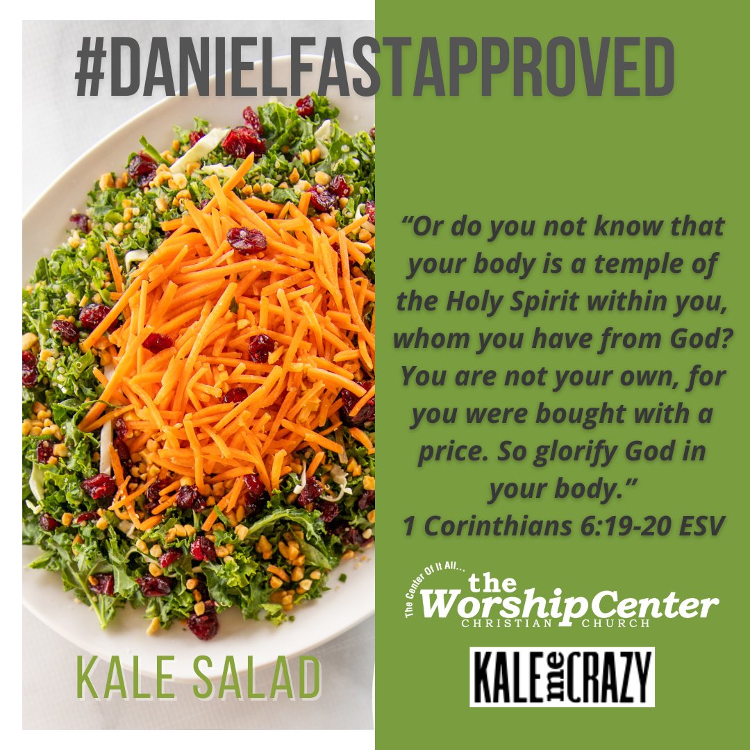 Van_Moody's tweet photo. It’s Day 7 of #21daysofprayerandfasting! We hope you’re following the #DanielFast! Looking for some #danielfastapproved inspo? Check out this #KaleMeCrazyHomewood Kale Salad! + join #TWC for the Breakthrough Prayer Call every morning @7am CST! Learn more: https://t.co/EwRXKOZKMZ https://t.co/DxkVHc44og