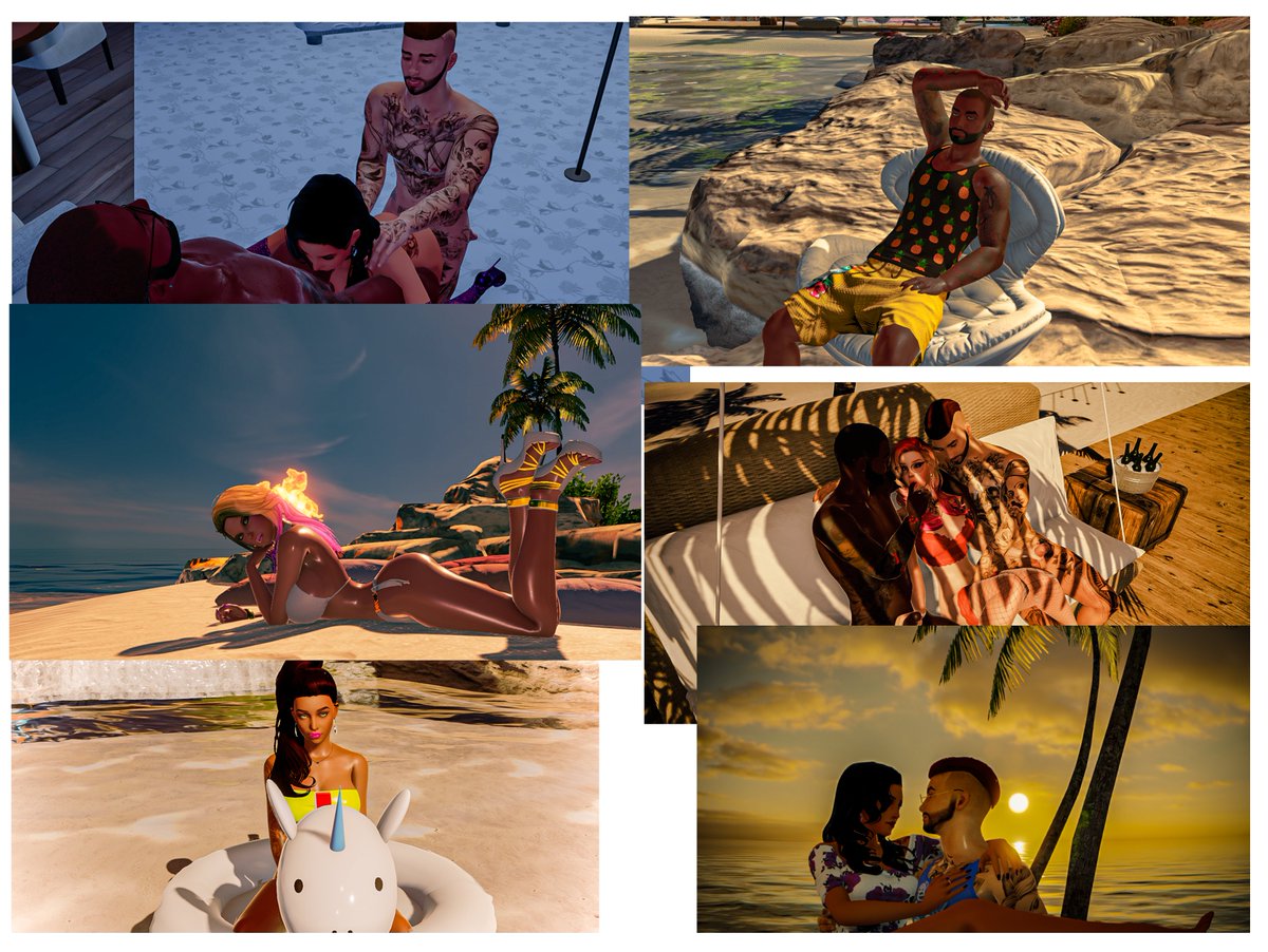 A couple of weeks back I got a few friends together and I did my first photoshoot, with 6 Models, myself included. These pictures came out amazing. Each model has their own photos from the shoot. But here's a collage of some of the pictures. 
#3DXChat #VirtualPhotography