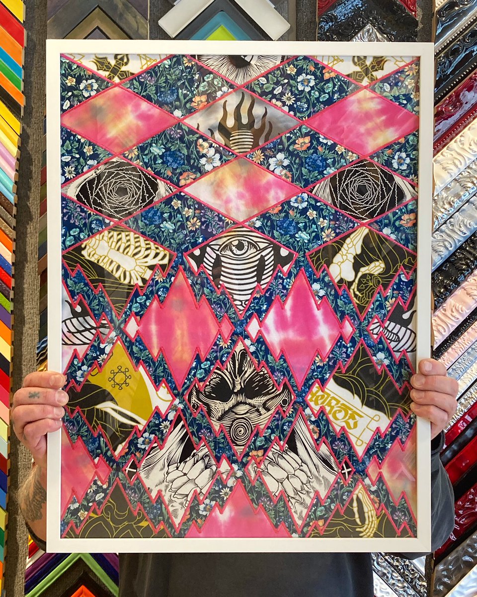 Flower Power in a custom made frame w/ plexi for @artpapers auction. 💐💪 #textile ♻️