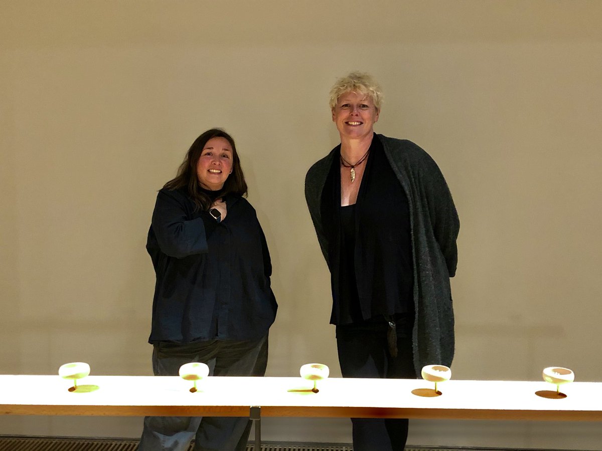 GreenBitesPod's tweet photo. Artist Rachel Doolin with her beautiful SeedCLOUD piece, and Green Bites host ⁦@ellieobyrne1⁩ - lovely artist talk at ⁦@dlrLexIcon⁩ today for Rachel’s seed-inspired Heirloom exhibition. https://t.co/PcOfoMBXJz