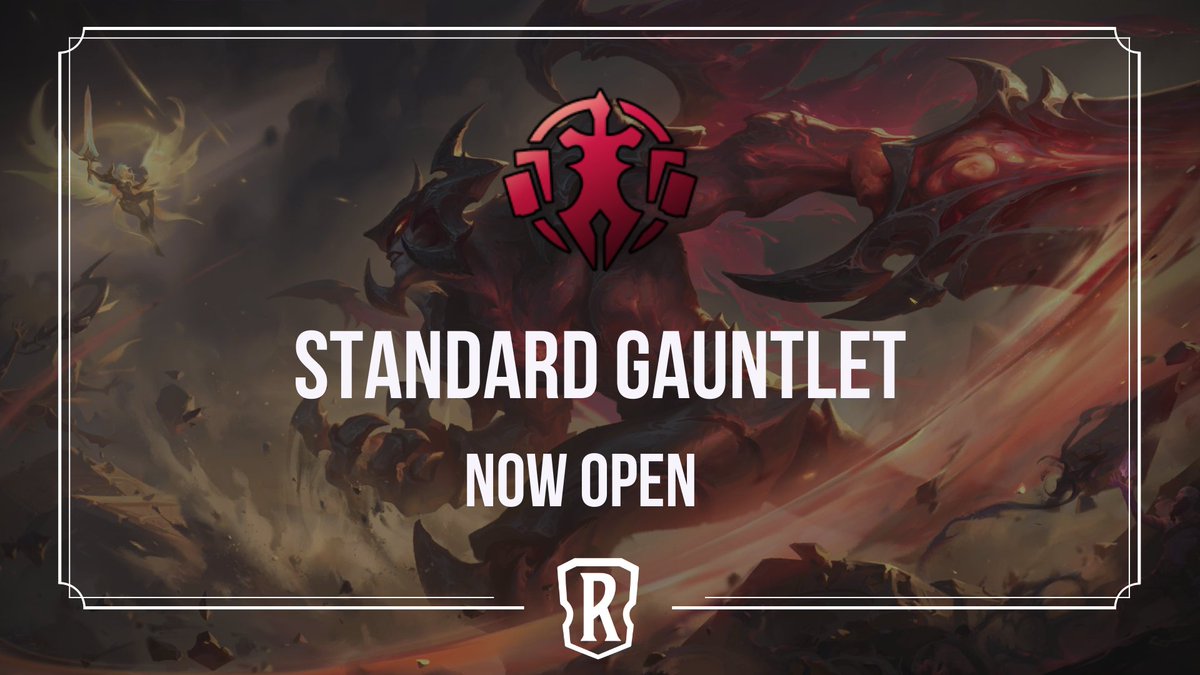 RuneterraAPAC_'s tweet photo. Standard Gauntlet is Now Open

We are now back to our Standard Gauntlet, time to practice for your possible lineups for the upcoming Seasonal Tournament on January 28/29. 

Good Luck and Have Fun! https://t.co/NQdOWNA5Q9