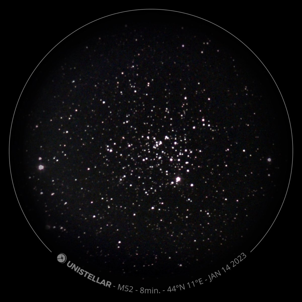 vantaclaudio's tweet photo. M51 and M82 #galaxies, M52 #open #cluster, Capella #star.. yesterday night under the light skies of Bologna city.. with my @Unistellar telescope.. 🤩 https://t.co/RYKw10OAWR