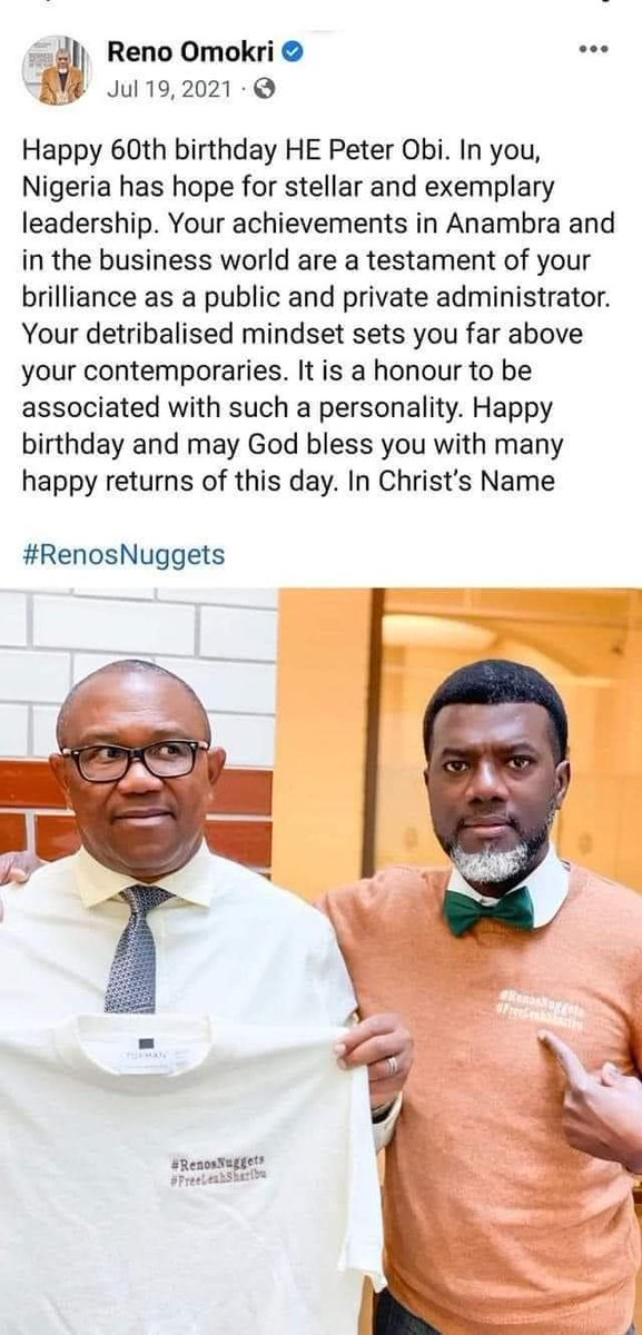 diwuano's tweet photo. Whether it be Dino Melaye, Reno Omokri or Demi Adeyanju, the verdict is the same! @PeterObi is the best, finest and the most qualified to be the next President of the Federal Republic of Nigeria, come May 2023.
#CommitToIt
#InsistOnIt https://t.co/xJSALcLX42