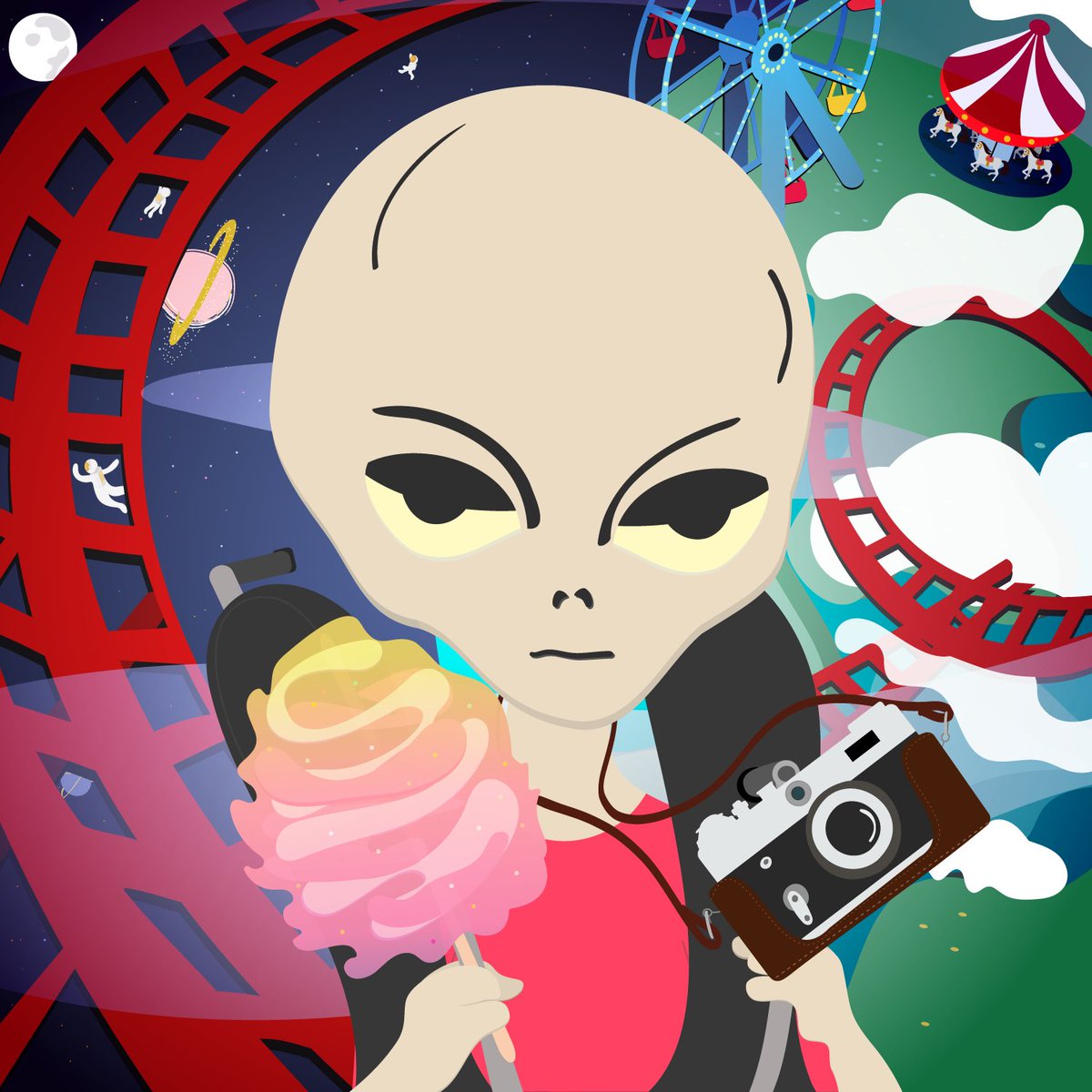 NLO is celebrating her 1-year NFTversary in the Park Of Universe. #nftcommunity #NFTs