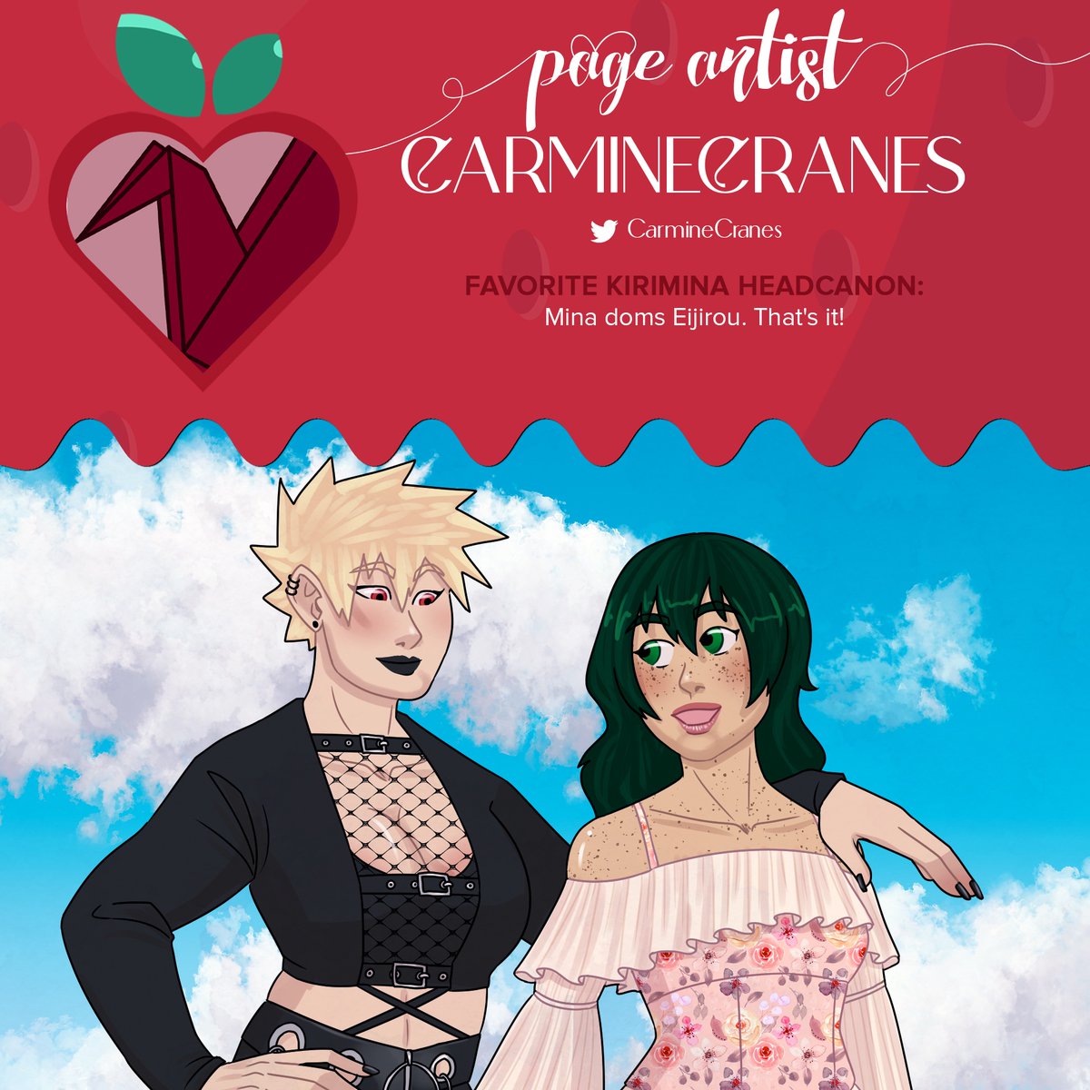 🍓Contributor Spotlight💋

With clever, cheerful hands, the cheeky Carmine (<a href="/CarmineCranes/">Carmine | pls don't qrt my art!</a>) creates such kissably divine KiriMina art. 

“I have hands and that will be everyone's problem.” - Carmine