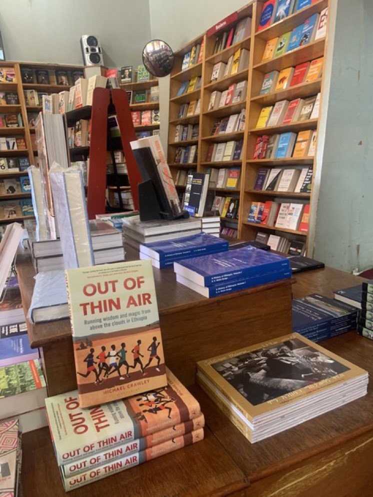 Great to see Out of Thin Air for sale (finally) in Addis Ababa, spotted in <a href="/BookWorldEthio/">BookWorld</a> today by <a href="/terrefebiruk/">terrefebiruk.bsky</a> 🇪🇹 📚 🏃‍♂️