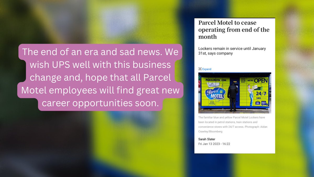 OOHPod's tweet photo. Sad news for Parcel Motel staff. For anyone wishing to continue using parcel lockers, at OOHPod we have flexible private use options for parcel management at residential, corporate and education properties. #parcelmotel #delivery #ooh https://t.co/y2w29diJHI