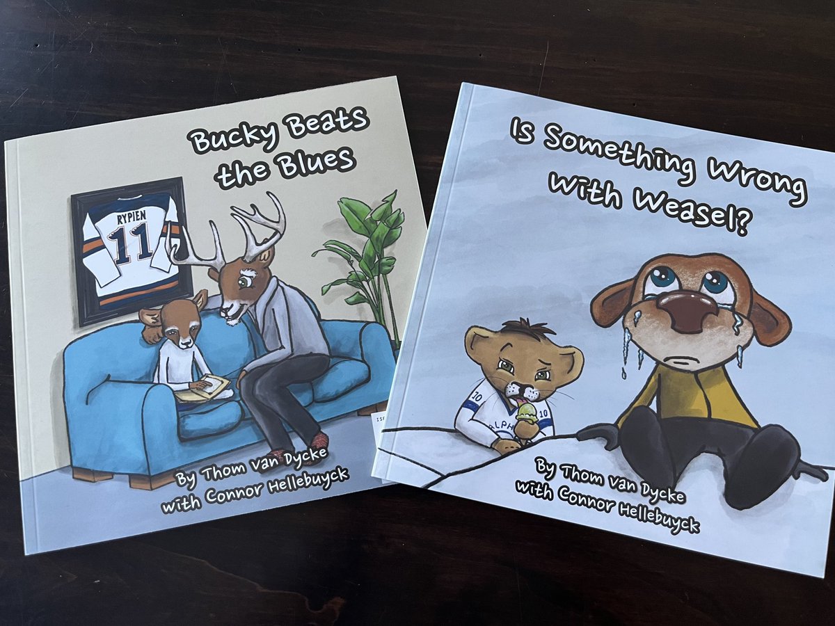 DarrenDreger's tweet image. Connor Hellebuyck has co-authored a children’s book with Thom Van Dycke to help Manitoba children’s mental health.  The message is to find a trusted grownup to speak with when feeling sad or “blue” as the character in the book does. ⁦@NHLJets⁩