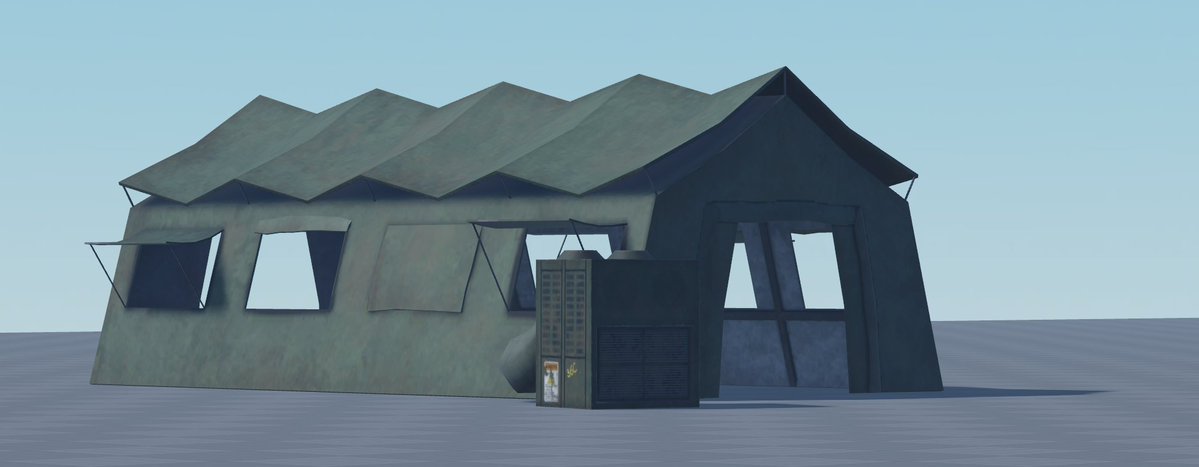 ViRoWo1's tweet photo. Some Military Tents for @RecoilStudio_ 
#RobloxDev #roblox #lowpoly #gameart https://t.co/ZKzf7uUP2X