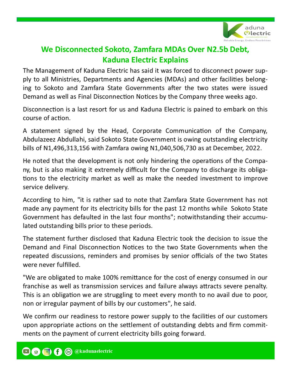 Kaduna Electric tweet media