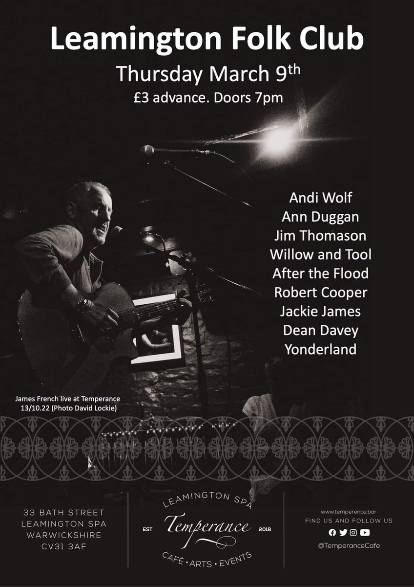 Good line-up at <a href="/TemperanceCafe/">Temperance Cafe</a>  in March. Delighted to be part of it. (February is good too!)