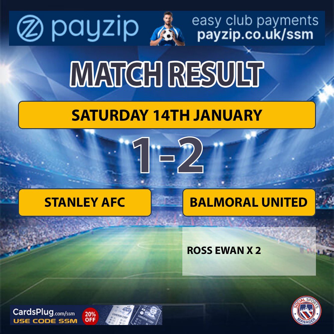 balmoralutdafc's tweet photo. Match Result:

Balmoral United AFC 2 - 1 Stanley AFC

⚽️ - Ross Ewan x 2 

Subs - Alfie Meager, Bartek Kaminski, Hamish Wands Mateusz Olender, Robbie Pol Ryan Feaks, Stewart Page

MOTM - Ross Ewan

Report on FB

MTB https://t.co/ks0gdyMxkq