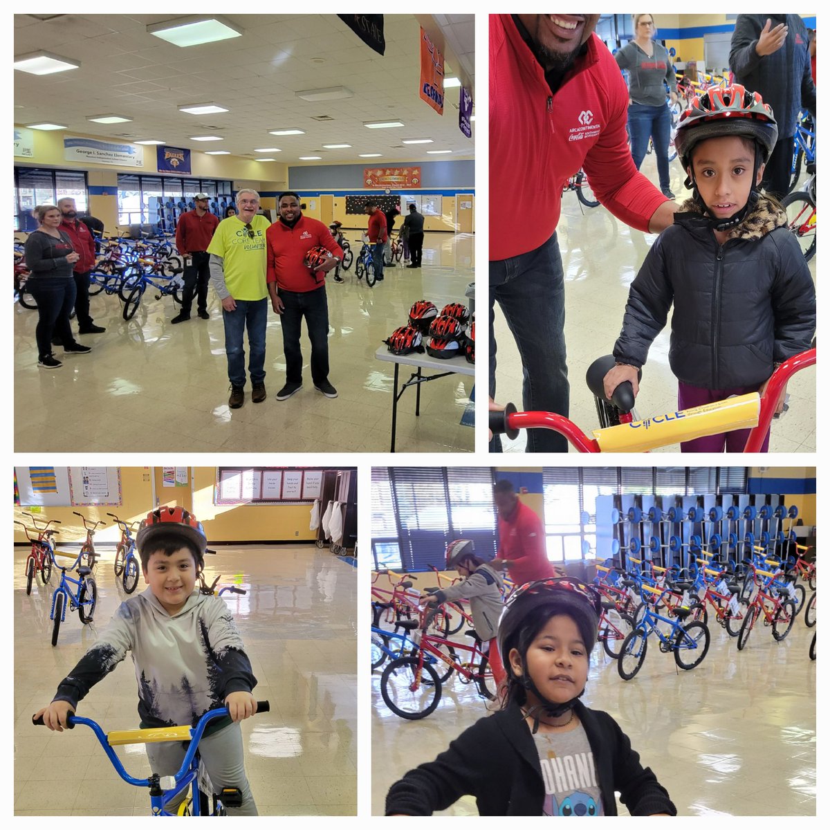 Sanchez Elementary (@sanchezes_hisd) on Twitter photo Thank you <a href="/CYCLEHouston/">CYCLE Houston</a> and <a href="/Arcacontinental/">Arca-Continental</a> <a href="/CocaCola/">Coca-Cola</a> volunteers and the generous donation of bikes for our Sanchez Eagles who met their reading goals by December! Thank you! Thank you <a href="/CYCLEHouston/">CYCLE Houston</a> and <a href="/Arcacontinental/">Arca-Continental</a> <a href="/CocaCola/">Coca-Cola</a> volunteers and the generous donation of bikes for our Sanchez Eagles who met their reading goals by December! Thank you!
