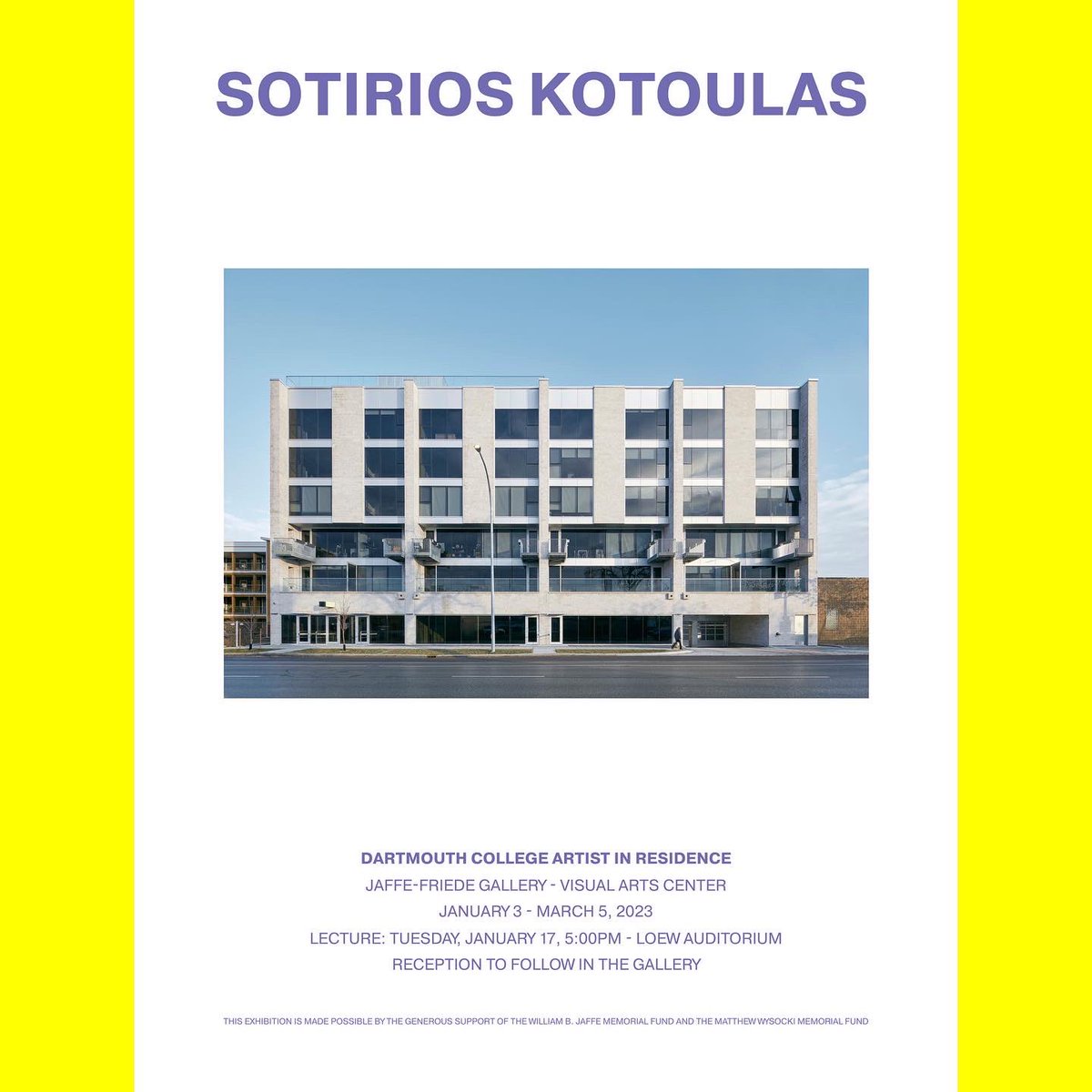 SOTIRIOSCORP's tweet photo. Lecture @dartmouth on January 17 17:00 Loew Auditorium BVAC. Exhibition opens after lecture at Jaffe-Friede Gallery at BVAC
.
.
.
.
#Dartmouth #ArtistInResidence #ArchitectInResidence #architecture #BVAC #sotirioscorp #DartmouthCollege https://t.co/w3gIwK0TyM