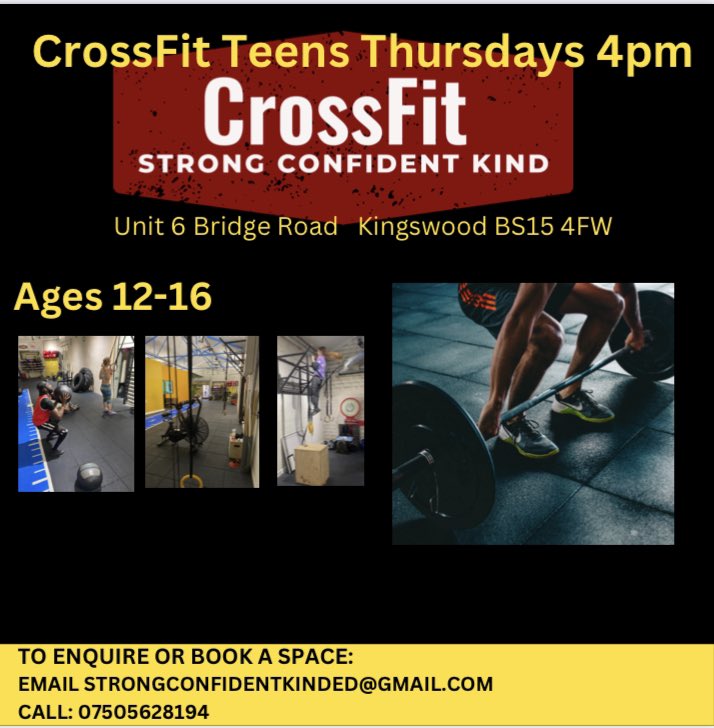 We have some spaces in our Thursday Teen CrossFit class. Great for developing strength, fitness, confidence, postive identity and positive body image. £5 a class. Free taster. Get in touch!