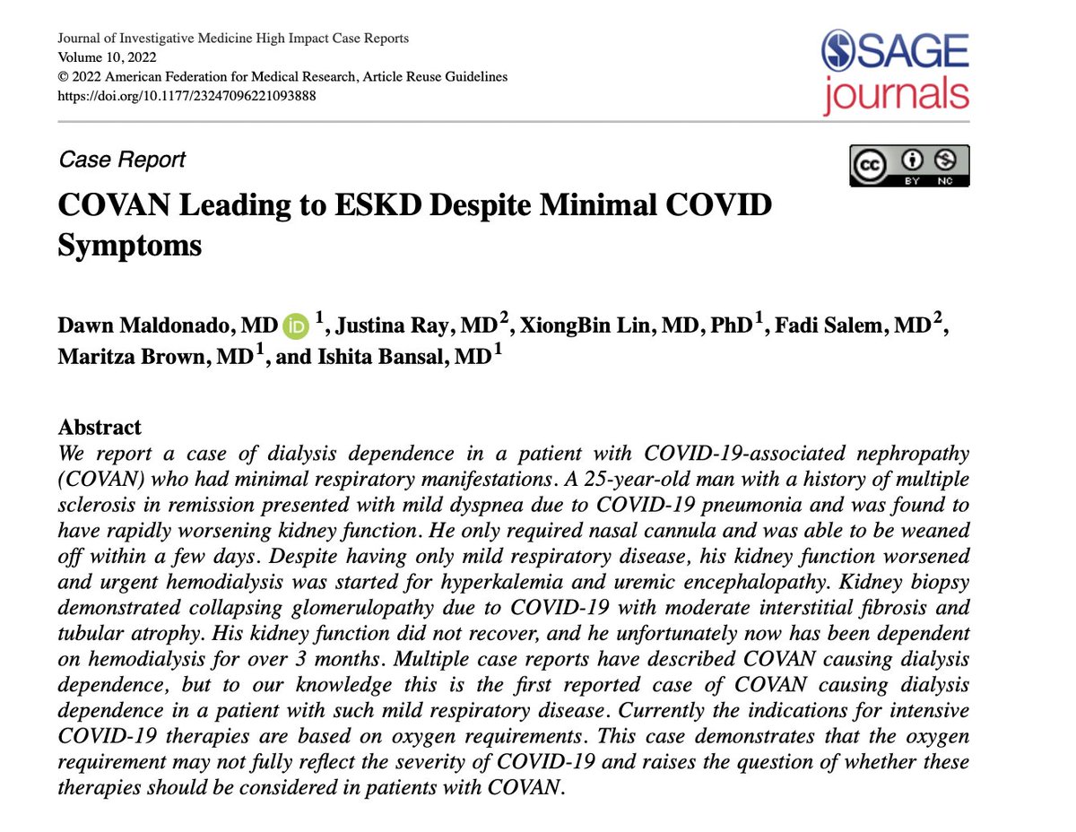 ISMMSKidney's tweet photo. #COVAN Leading to #ESKD Despite Minimal #COVID19 Symptoms

https://t.co/4FRAJM96ut

@JustinaLRay @DOMSinaiNYC @SAGEJournals 

#Nephrology https://t.co/SzzLBuHApo