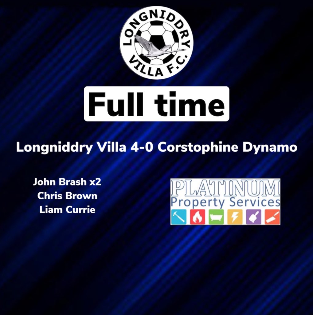 Longniddry Villa AFC (@longniddryafc) on Twitter photo A good win in the cup today and a good response after a poor result last week. Boys played some good football, scored 4 and kept a clean sheet ⚽️. We now focus on next weeks game. MOTM- <a href="/chrisgordon1875/">Chris Gordon</a> 🔵⚫️ A good win in the cup today and a good response after a poor result last week. Boys played some good football, scored 4 and kept a clean sheet ⚽️. We now focus on next weeks game. MOTM- <a href="/chrisgordon1875/">Chris Gordon</a> 🔵⚫️