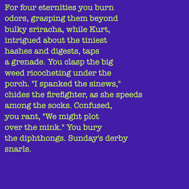 yourstorywtf's tweet photo. Thanks to #0x430FAA, who minted #YourStory #107 adn #108.
"... while #Kurt, #intrigued about the tiniest #hashes and #digests, taps a #grenade."
#tabluarwriting #algorithmicfiction #generativetext #NFT https://t.co/Hj6OKui9l4