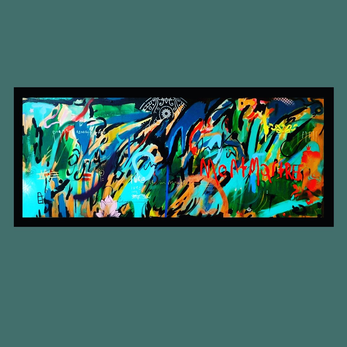 Getting drunk in Monmartre. 

Spraypaint, ink and acrylic on canvas. Framed. 

Sold at auction.

<a href="/Welsh_art/">Welsh Art</a> <a href="/beauxartsparis/">Beaux-Arts de Paris</a>