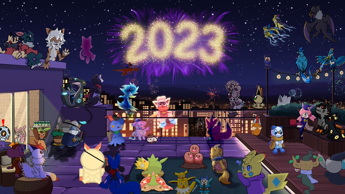 2023!! Here's PW's (delayed srry sdjfk) New Year's art collab to wrap up 2022's series of art collabs. Shoutout to all the wonderful new friends we've made this past year and the old ones who continue to be there for us today. Let's make this new year great y'all! ^^ 💙