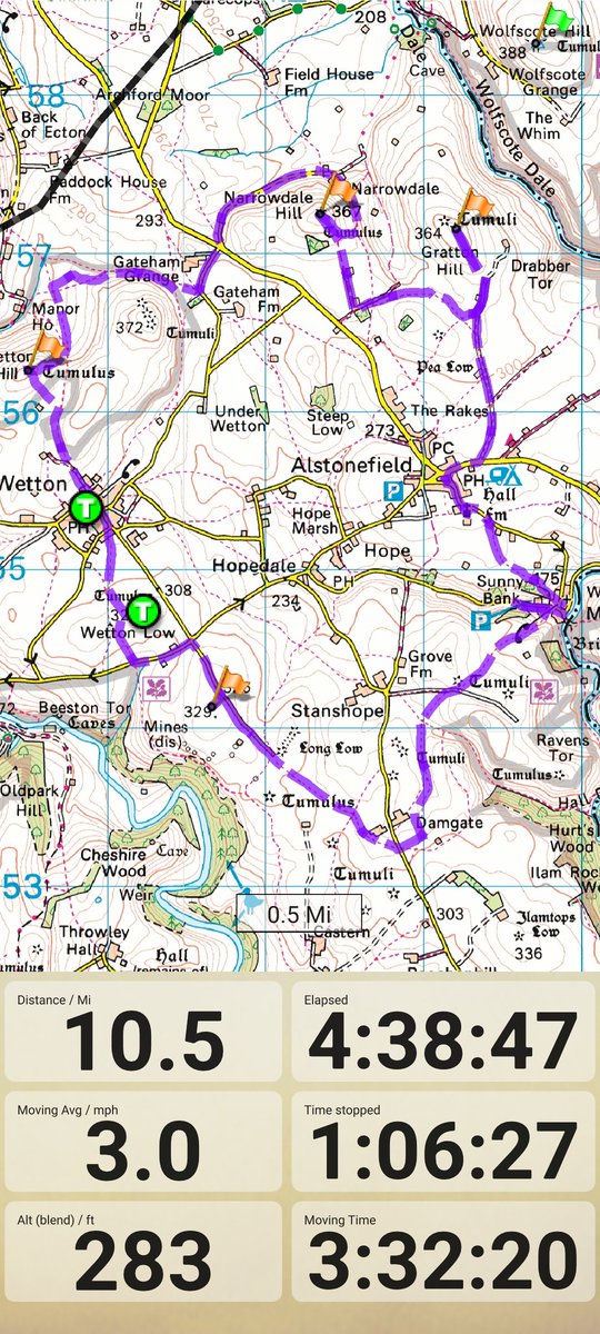 PilgrimChris's tweet photo. First bimble since Christmas!
A 10.5m (16.9km) circular from Milldale in the #PeakDistrict.
Taking in Whetton Low: Whetton Hill: Narrowdale Hill: Gratton Hill plus a couple of #Trigs.
(Click image to enlarge) https://t.co/lZ1T2YY5K4