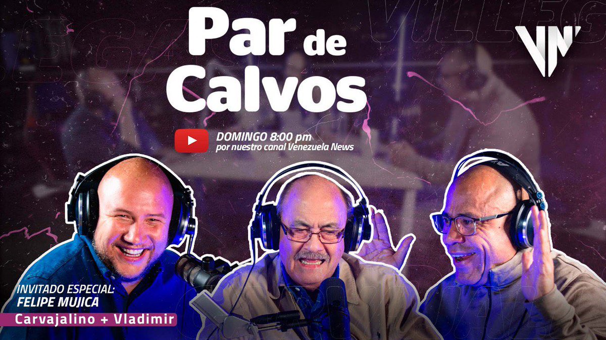 PedroKonductaz's tweet photo. Este domingo “Par de Calvos” inicia su tercera temporada por @venezuelanewsVN el invitado Felipe Mujica, y él pana @Vladi_VillegasP atentos de #VenezuelaNews https://t.co/mTCEI266VQ