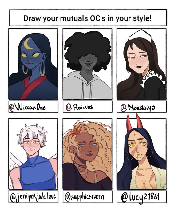 Ok i wrote the @ of the people who sent me their ocs but im gonna tag them bellow too so its easier to follow them 🤲🏻🥹 