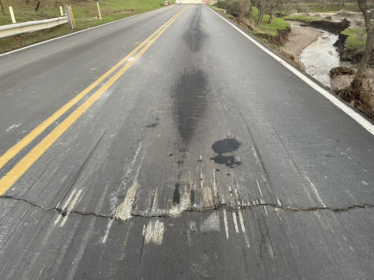 Not only is it dangerous to cross road blocks, it's expensive. This person ignored our road closure sign and cracked their oil pan, possibly causing permanent damage to their engine. Please stay safe and protect your property. #SLOCountyPublicWorks #Respectroadsigns #staysafe