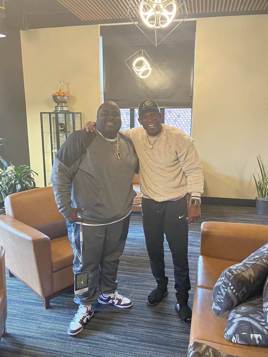 YUNG_GURU_'s tweet photo. Colorado Head Football Coach Deion Sanders with the PMA Head Football Coach Devah Thomas! His slogan this year is "We Coming" and my new slogan is "EVERYBODY CANT COME" 💯💯💯 real game and knowledge! I'm always going to control the NARRATIVE!!! 🎯🎯🎯🫡🫡🫡 #WhyNotPMA #CoachDZ https://t.co/QtrN6ozI0H
