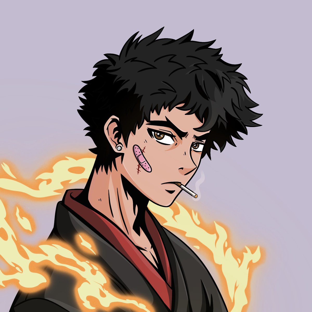 Decided to draw a mashup of my two favorite NFT projects.  <a href="/AzukiOfficial/">Azuki</a> x <a href="/jikanstudios/">Jikan</a>