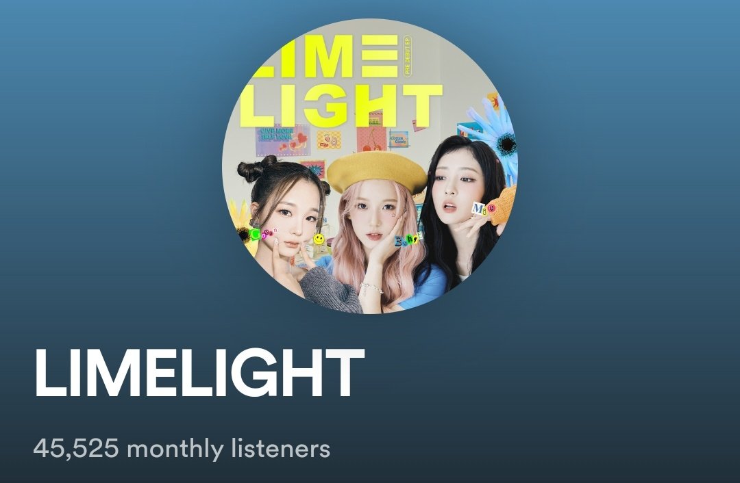 limelightchart's tweet image. .@Limelightseoul has reached a new peak of 45K+ monthly listeners on Spotify. 

#라임라잇 #ライムライト #LIMELIGHT
