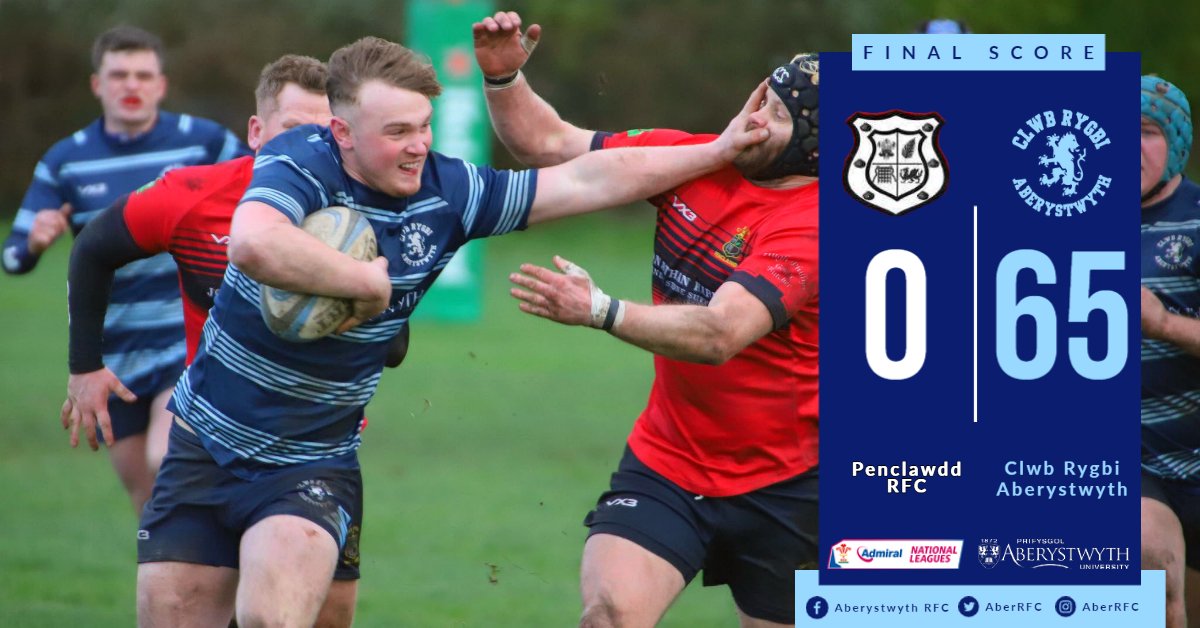Final score from today's game:
<a href="/penclawddrfc/">Penclawdd RFC</a> 0 - 65 <a href="/AberRFC/">Aberystwyth RFC</a> 
🔵🦁🏉 #AberRFC #Rugby #AllezLesBleus