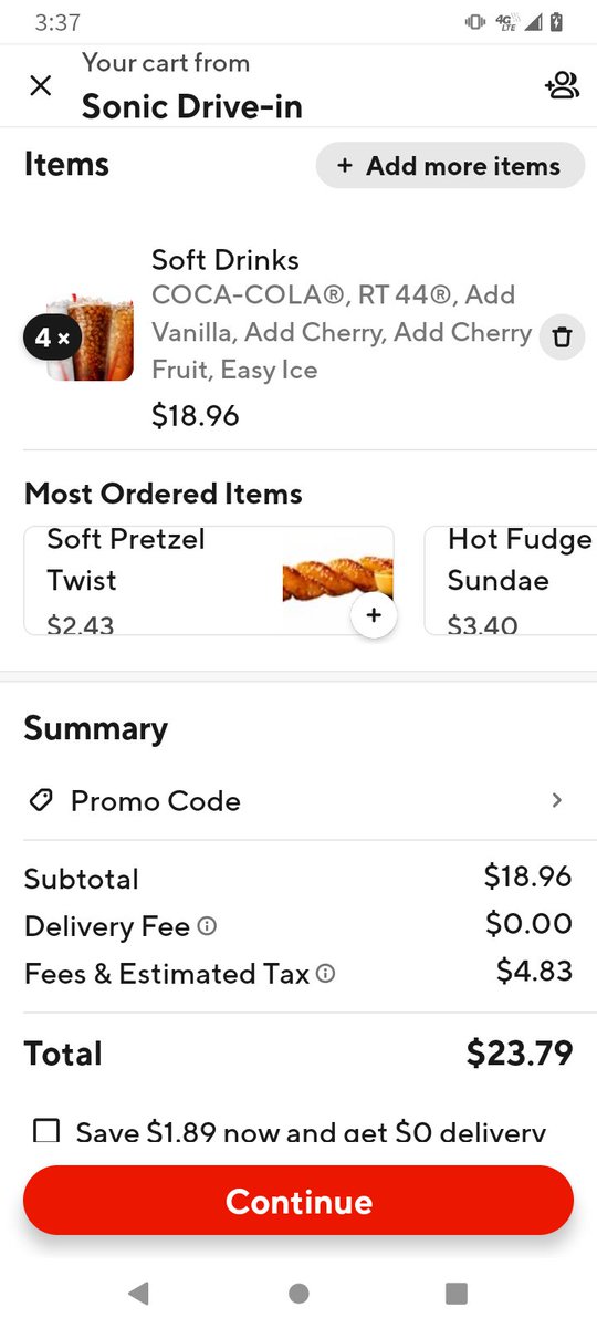 bethika1980's tweet photo. What the actual FUCK is wrong with Sonic? 25 bucks for 4 sodas. I just wanted to see how much it'd be. This is ridiculous. Broke and wanting soda cuz I'm sick. Lame ass shit. https://t.co/YU6w4vPCkf