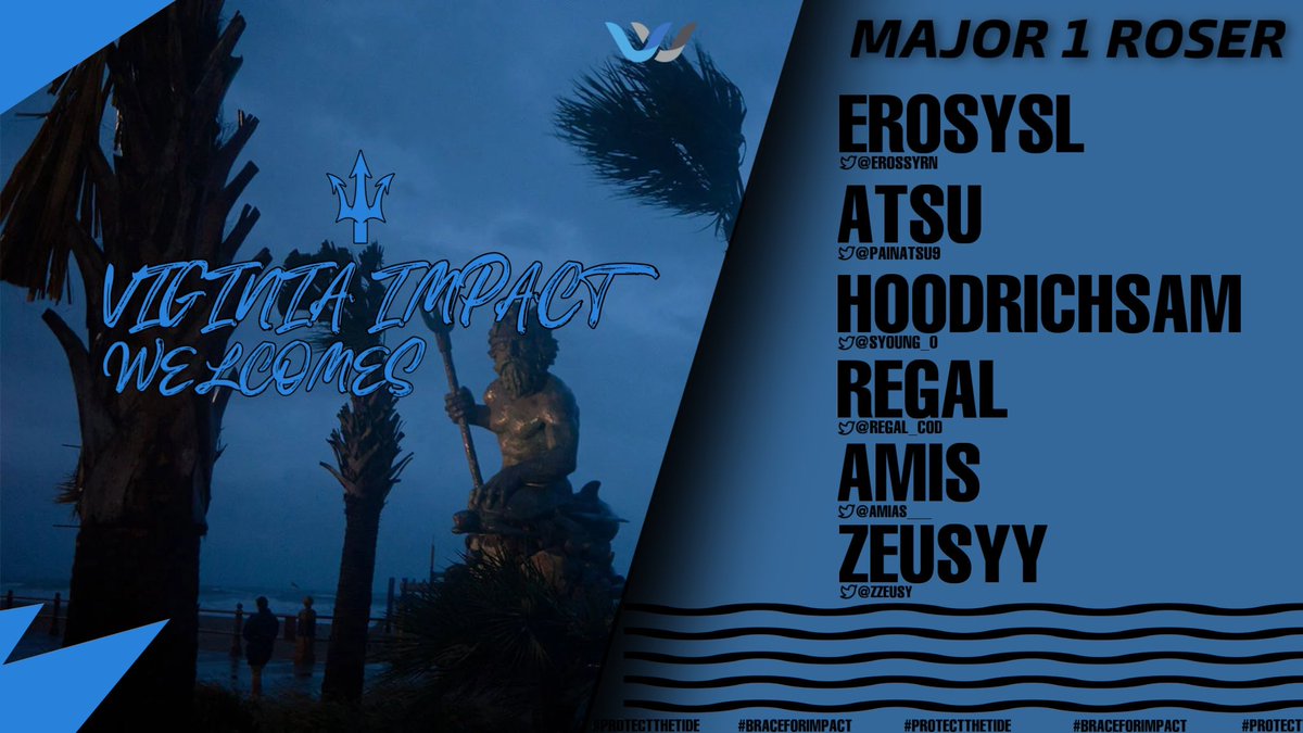 VAImpact's tweet photo. Introducing our @VAImpact roster for @EsportsWSeries Major 1…

🔱 @ErosYRN 
🔱 @PainAtSu9 
🔱 @Syoung_o 
🔱 @Regal_cod 

🌊 @Amias___
🌊 @ZZeusy 

#ProtectTheTide🌊 https://t.co/Gsx0galy7N