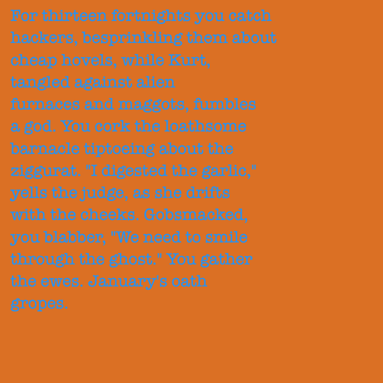 yourstorywtf's tweet image. Thanks to @nowhere_safe, who minted #YourStory #114 and #115.

"'I ate the #aardvarks,' #bleats the #phrenologist, as she #stumbles within the #symbols."

#tabluarwriting #algorithmicfiction #generativetext #NFT