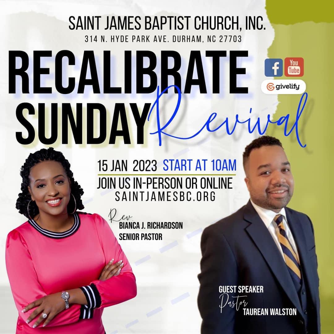sjbcnc's tweet photo. Are you ready for REVIVAL?!?! Invite someone to tomorrow’s service at 10AM. Our guest speaker will be Pastor Taurean Walston. Please join our Pastor and the Saint James family in person OR online! #RevivalOnSunday https://t.co/l1bn9Eoo91