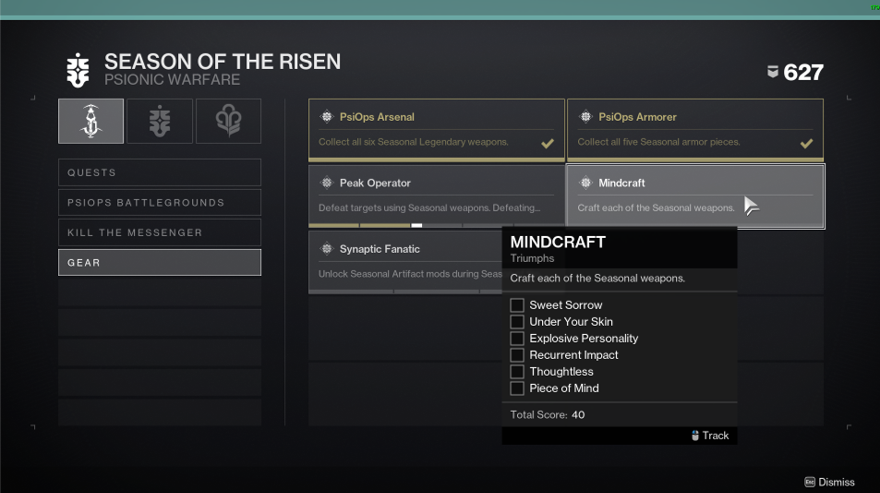 Trilero99's tweet photo. @BungieHelp Have a problem with the triumphs where i craft Thoughtless and Under your skin weapons but dont get progres on it, did i can do something to update it? https://t.co/ZwXtfdbbQx