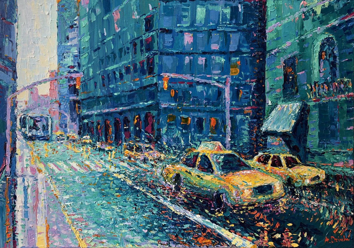 “Rainy day in New York” #originalpainting available at artfinder.com/artist/adriana… #cityscape #newyorkpainting #newyork #paintingforsale