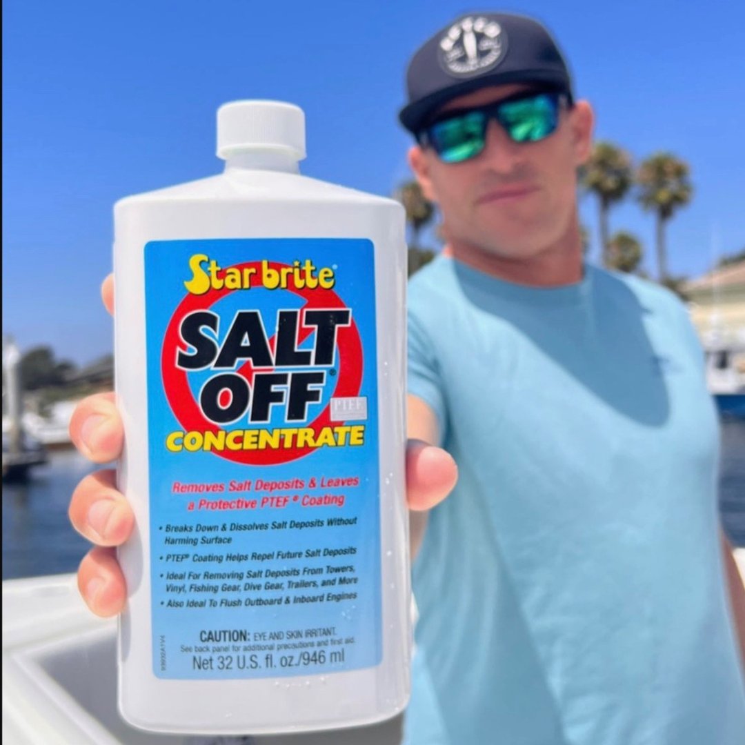 Starbriteinc's tweet photo. Salt Off: Rush Maltz's go-to for removing tough salt buildup on his boat!

#StarbriteSolutions #SaltOff #Boating #Boats #KeyWest #SaltRemoval #SaltOff https://t.co/ZJ7cLKfQ0N