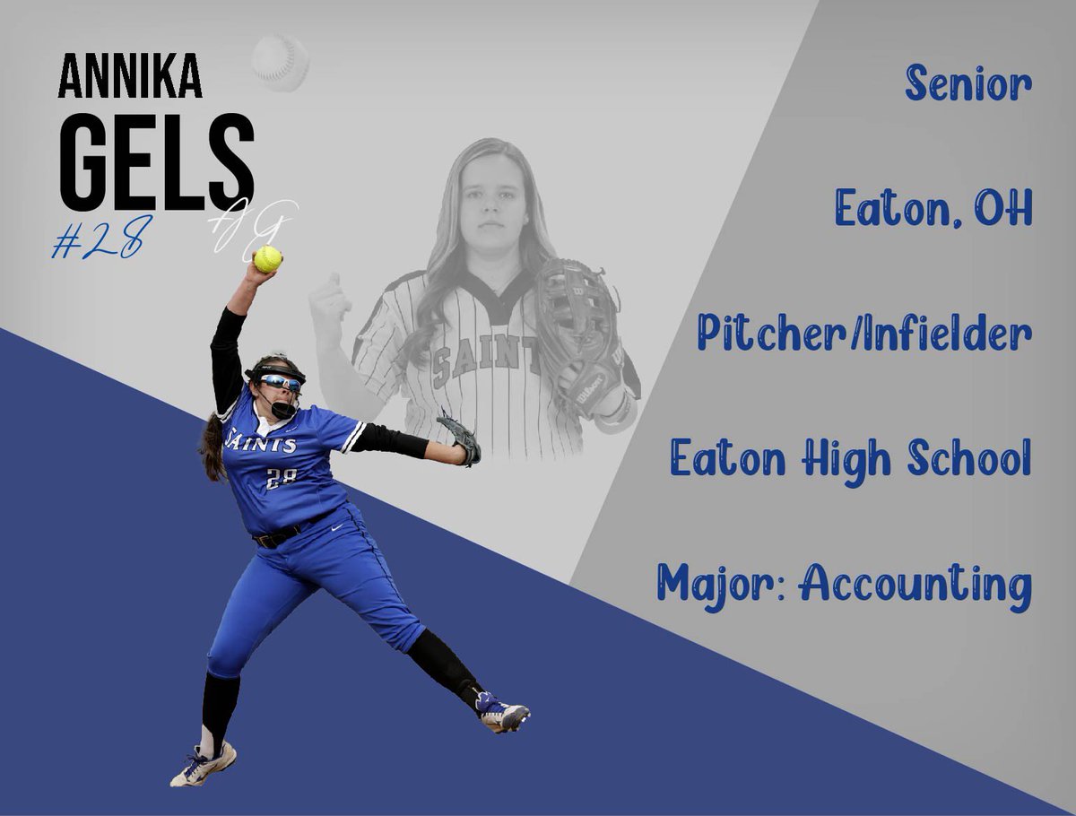 TMU_Softball's tweet photo. The #SaintsCountdown marches on today with Sr. Pitcher @AnnikaGels. Aun started 26 games for your @tmusaints in 2022 recording 125 K’s! #28 days until #FirstPitch! #LetsGoSaints https://t.co/TF6XurKx5N