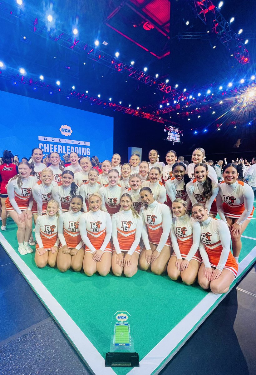 BGSU_Cheer's tweet photo. 2023 Silver Medalist in the All Girl Game Day D1A Division! 🥈

#WingsOut #AyZiggy https://t.co/1T5Osb3akC