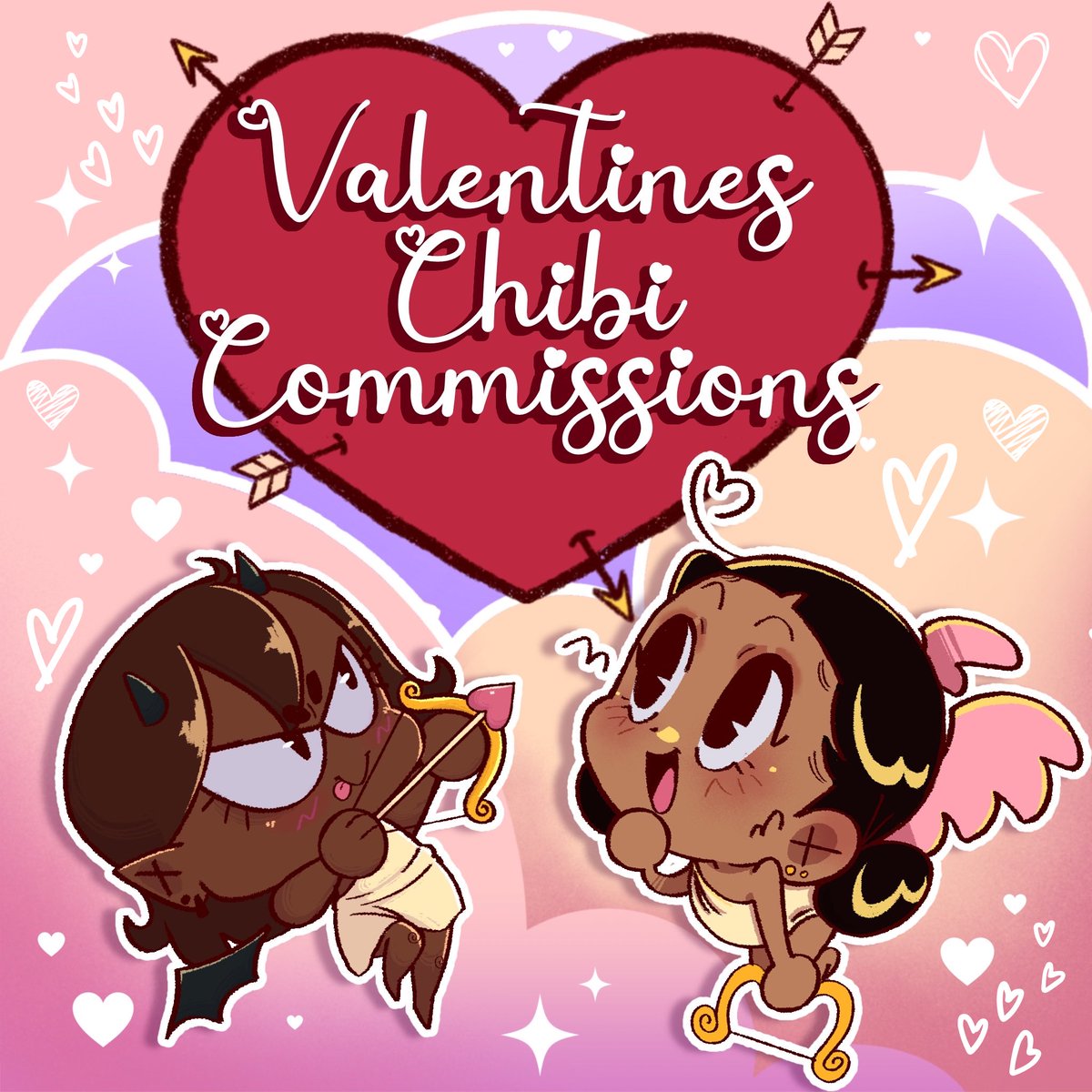 Dabilyn18's tweet photo. We're back with Valentines Chibi Commissions! Wanna cute gift for your special someone? how about an adorable chibi portrait of them or both of you! Show how much they mean to you with this gift to remember💘 

✨20 slots are available✨ click link in bio for commission form https://t.co/T992vU81hN