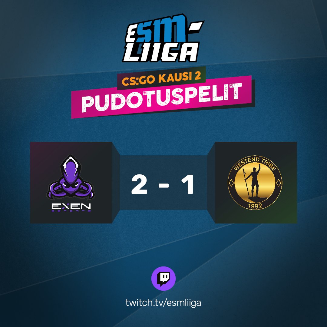 esmliiga's tweet photo. Ja toisen finaalipaikan kuittaa EXEN Esports, onneksi olkoon!

⚔️ @ExenEsports 2 - 1 @HeimoEsports 

GGWP!
#esportsfi #csgofi #esmliiga #ylecsgo https://t.co/ptSRzWd3IX