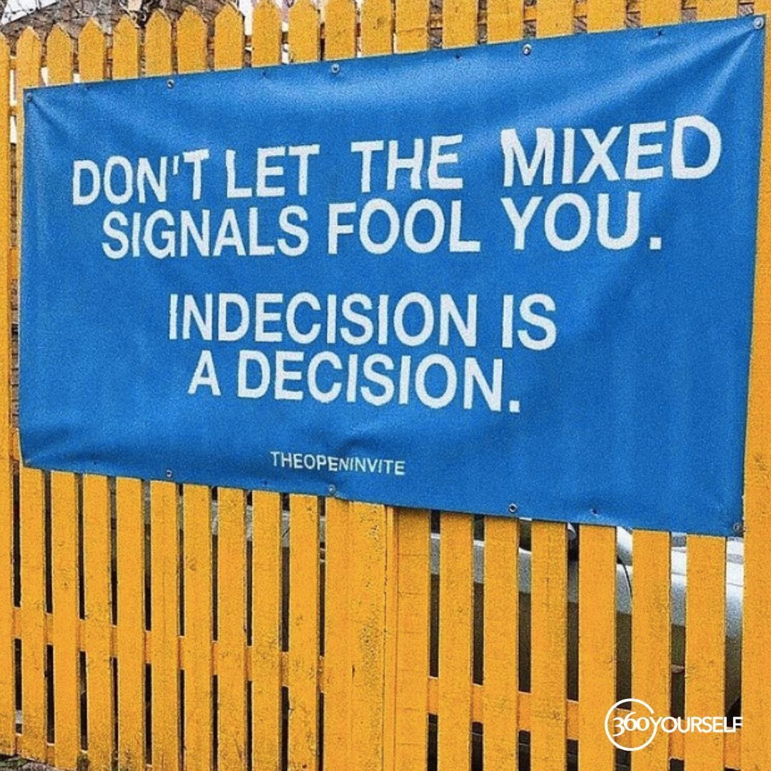 Yourself360's tweet photo. A non decision is a decision

 #decisionmaking #mentalhealth #mentalhealthawareness #mentalhealthmatters https://t.co/8BWAD55XBI