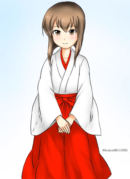 遅くなり申し訳ございません。巫女姿の大鳳描いてみました#艦これ版深夜の真剣お絵描き60分一本勝負#艦これ版真剣お絵描き60分一本勝負_20230114#大鳳 