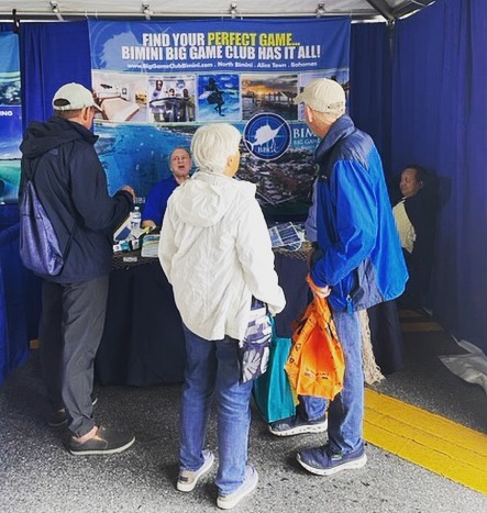 BigGameClub's tweet photo. We will be here at Stuart Boat Show all weekend, come say hi in The Bahamas Pavilion.

(Anybody recognize those 2 faces behind the booth??)

#stuartboatshow #biminibiggameclub #bahamasboating #Bimini https://t.co/CWZQZgSgzL