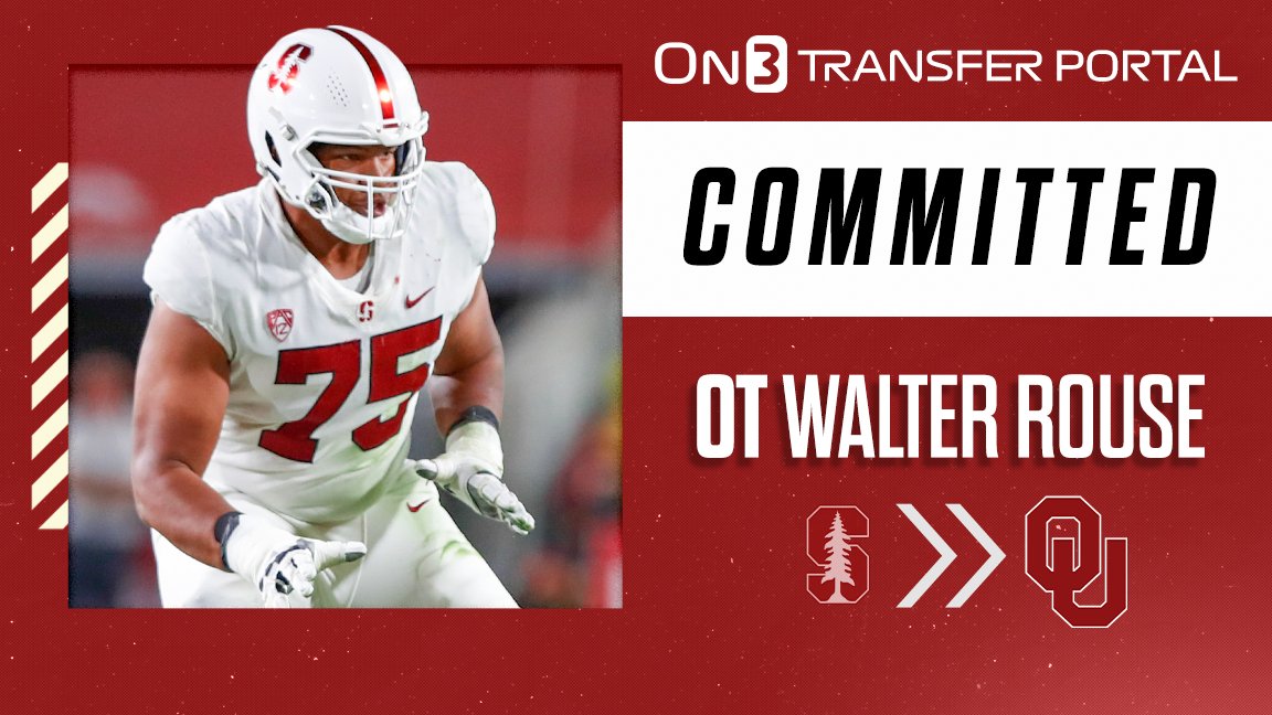 On3's tweet photo. 🚨BREAKING🚨 Former Stanford OT Walter Rouse has committed to Oklahoma.

Rouse had previously committed to Nebraska. 

More: https://t.co/5P4lqjhoII https://t.co/IzvbMJ93hh