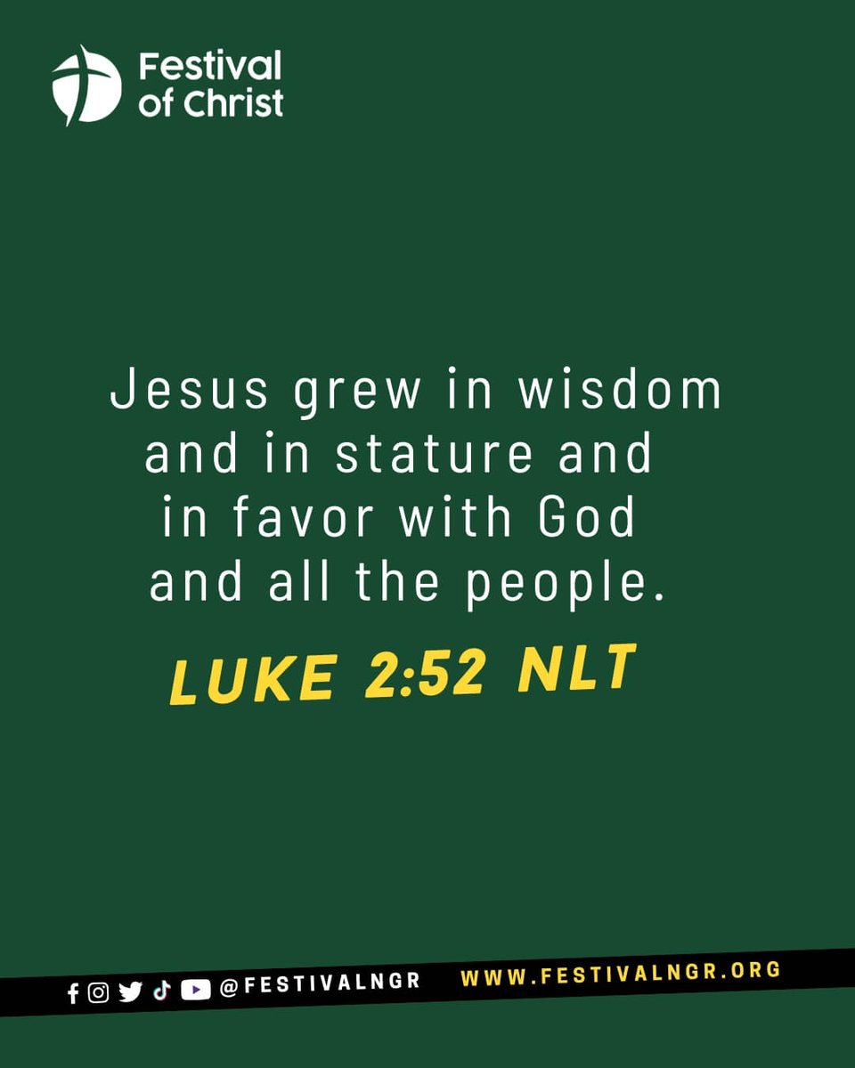 FestivalNGR's tweet photo. It's our year of growth and we're really excited at what God is set to do in and through our lives.
We take our anchor scripture from Luke 2:52 NLT
#NewYear2023 #NewYear #Growth2023 #Purpose #2023Goals #LivePurposefully #FestivalNGR #Church #ForFESTAC #ForAmuwo #ForSatellite https://t.co/IfNP4bMLCg