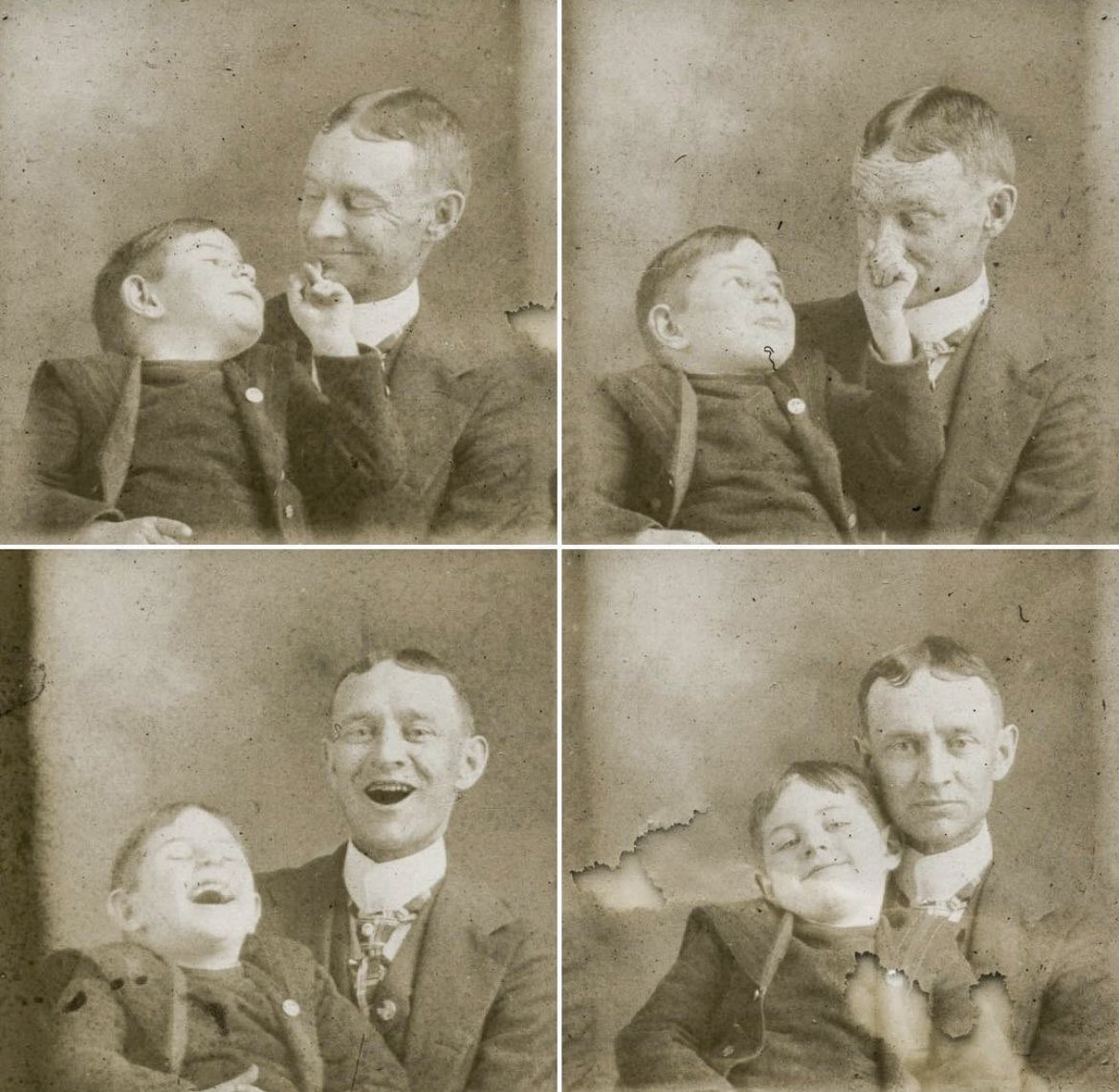 historyinmemes's tweet photo. A father and son fooling around while getting their pictures taken, 1910 https://t.co/Ngwupphfek