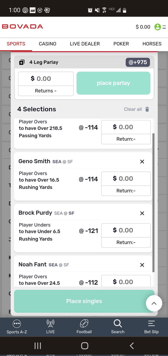 Dblendy1's tweet photo. Straight play ▶️  
G.smith Pass Over 218.5 yds (-114)
G.smith Rush Over 16.5 yds (-114)
B.purdy Rush Under 6.5 yds(-121)
N.fant Rec Over 24.5 yds (-112)
#freeplay #straightbet #safemoney #parlayrisky #Bovada #bets #freemoney https://t.co/rzGawB4bfa